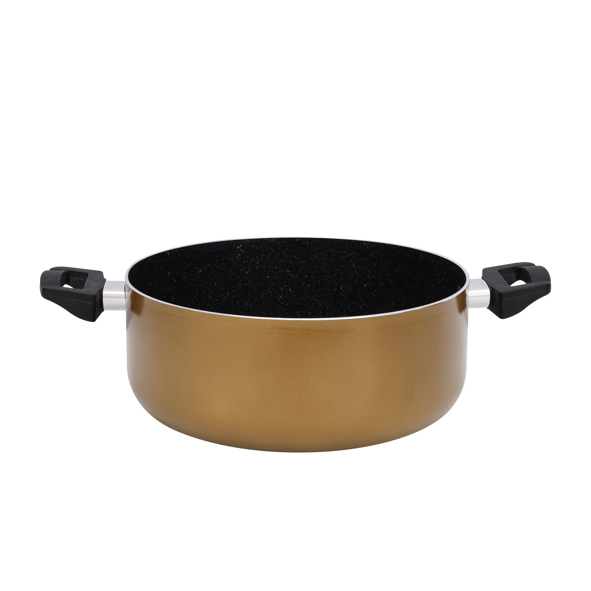 6 Piece Granite Coated Aluminum  Cookware Set Induction Compatible With Glass Lid Brown