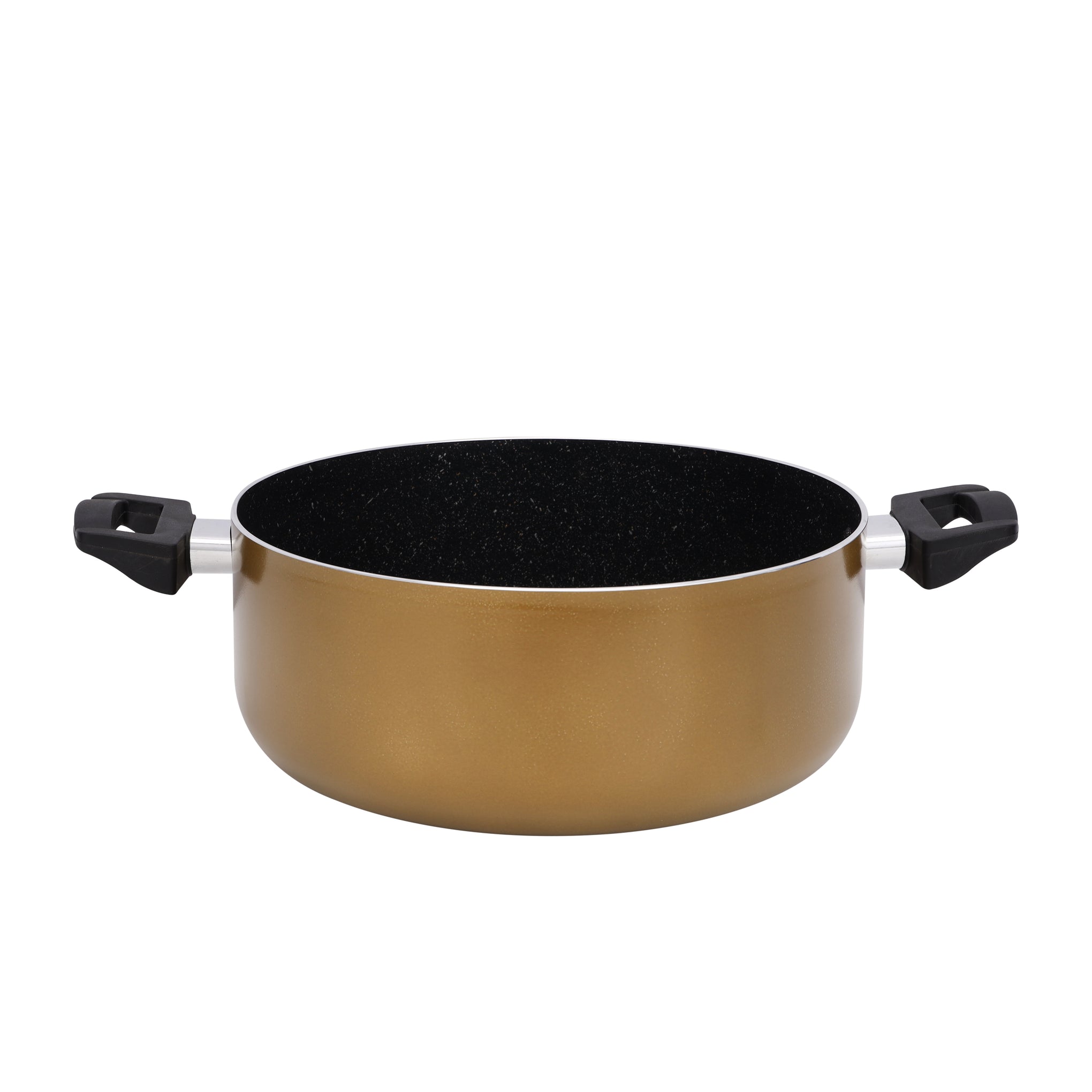 6 Piece Granite Coated Aluminum  Cookware Set Induction Compatible With Glass Lid Brown