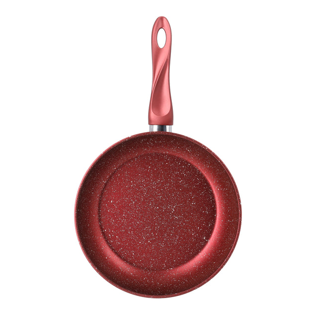 Aluminium Frypan with Durable Granite Coating, RF10263 | 5 Layer Durable Construction | Stay Cool, Bakelite Handles | PTFE Free, PFOA Free Frypan RED