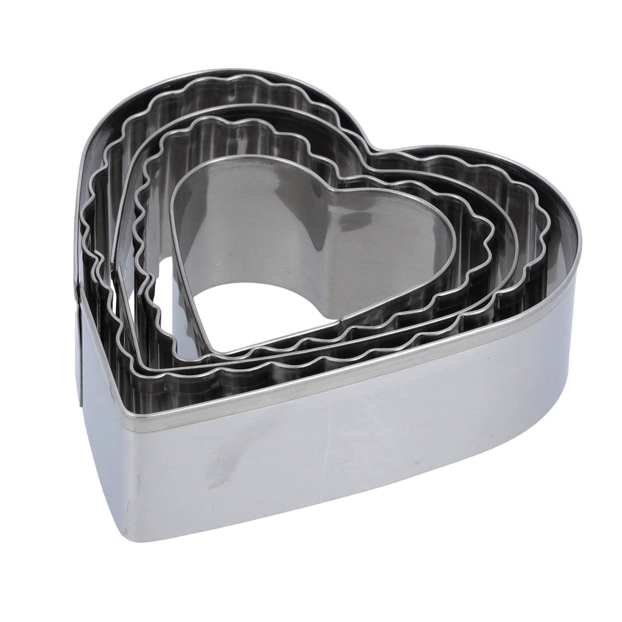 5-Piece Heart Shaped Cookie Cutter Set Silver