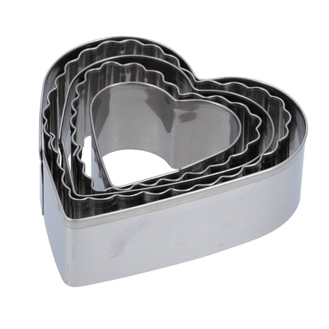 5-Piece Heart Shaped Cookie Cutter Set Silver