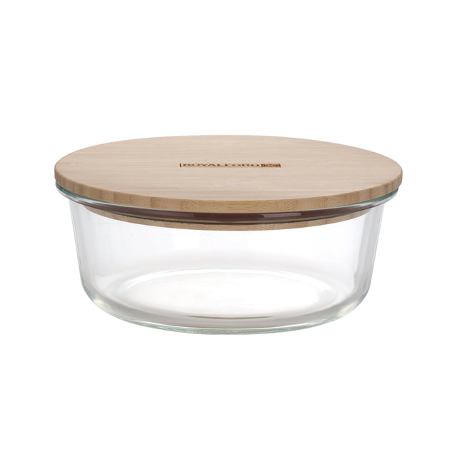 Rectangular Glass Food Container With Bamboo Lid Clear 650ml