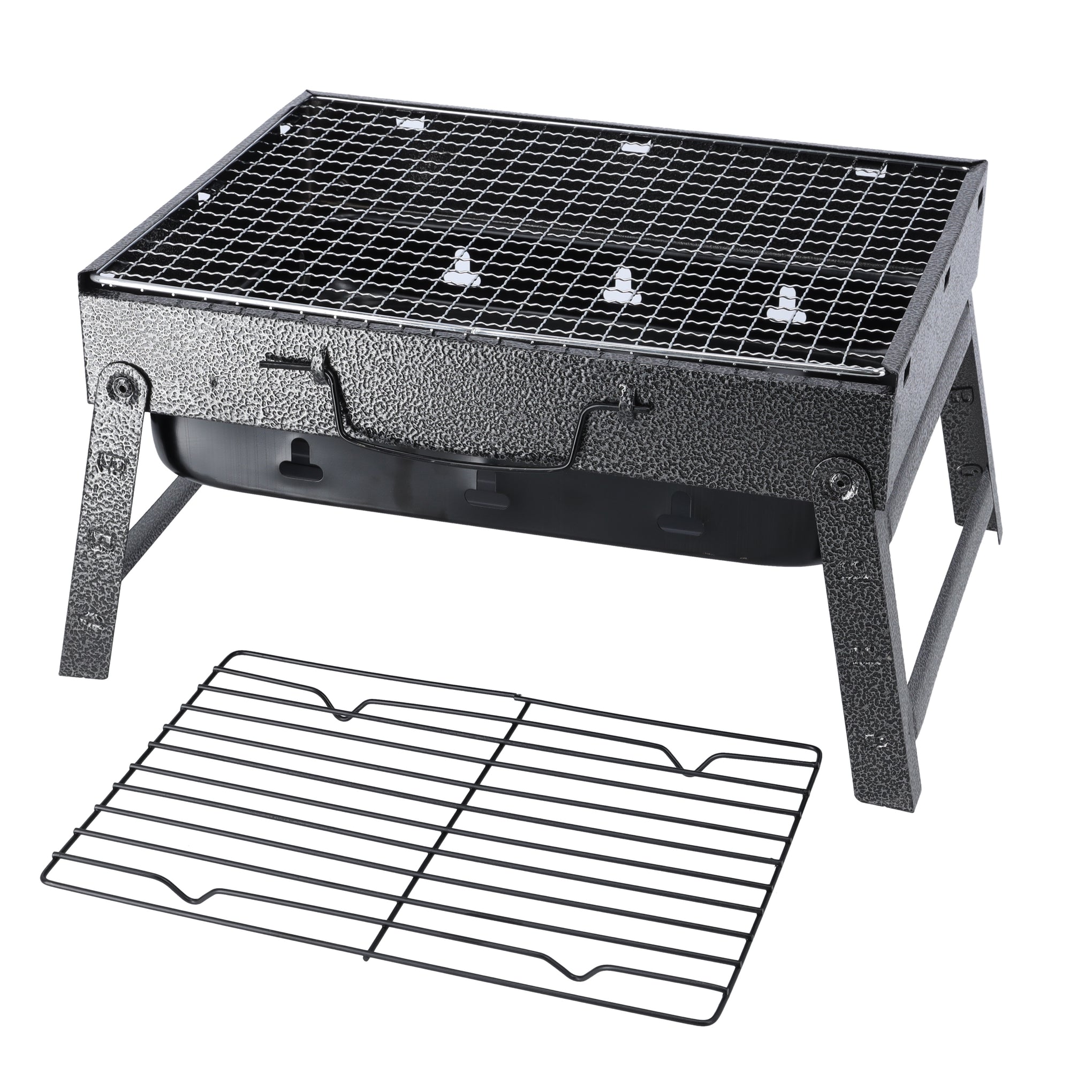 Barbecue Charcoal Grill Stand Foldable 35×27×20cm | Durable Iron Tabletop BBQ with Grill Rack | Portable Kabab Smoker for Outdoor Camping, Picnic & Travel