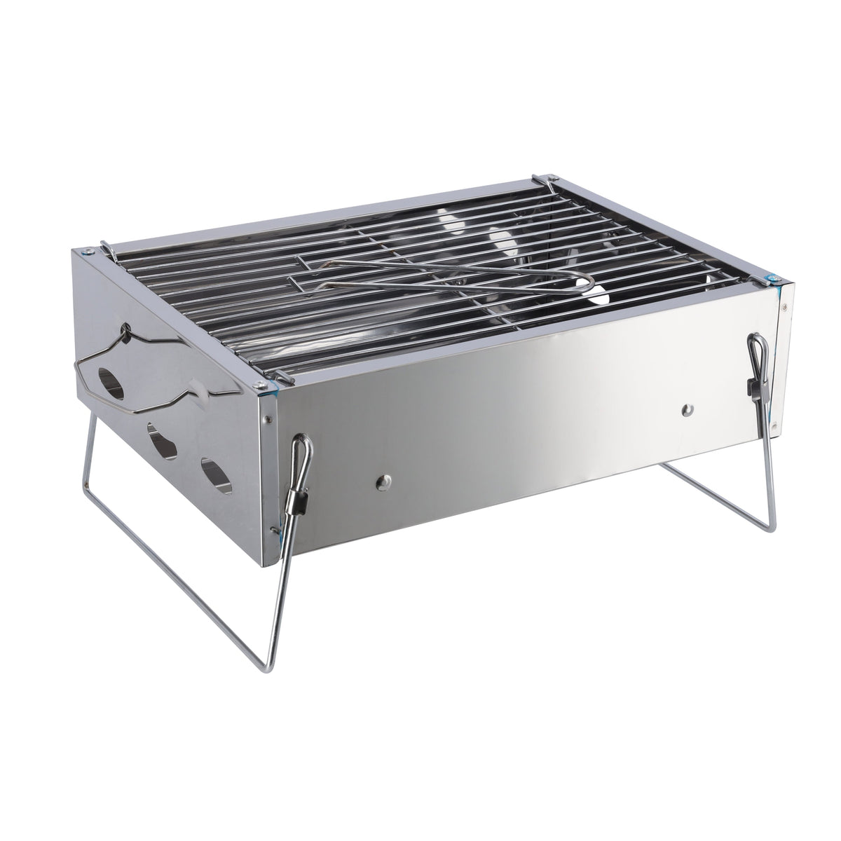 Stainless Steel Bbq Stand With Grill Silver 36x26x17cm