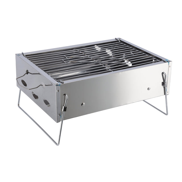 Stainless Steel Bbq Stand With Grill Silver 36x26x17cm