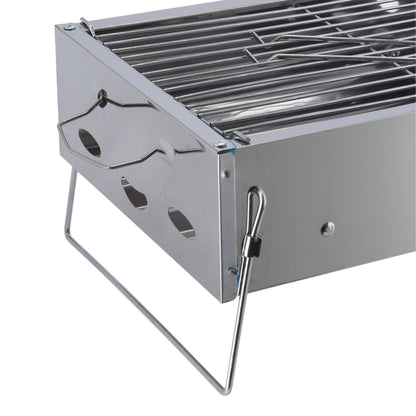 Stainless Steel Bbq Stand With Grill Silver 36x26x17cm