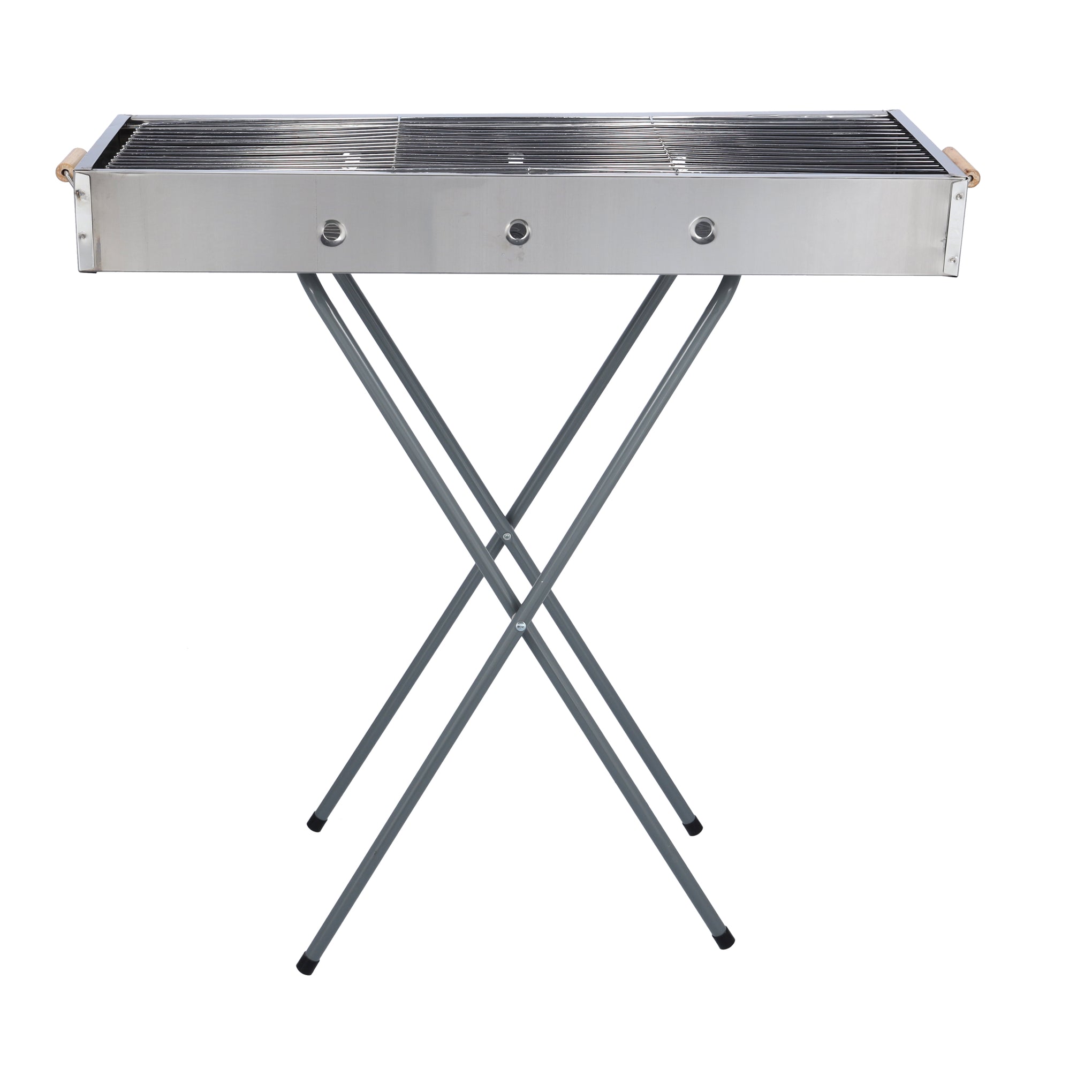Stainless Steel Bbq Stand With Grill Silver