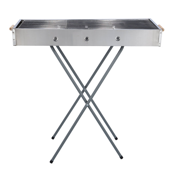 Stainless Steel Bbq Stand With Grill Silver