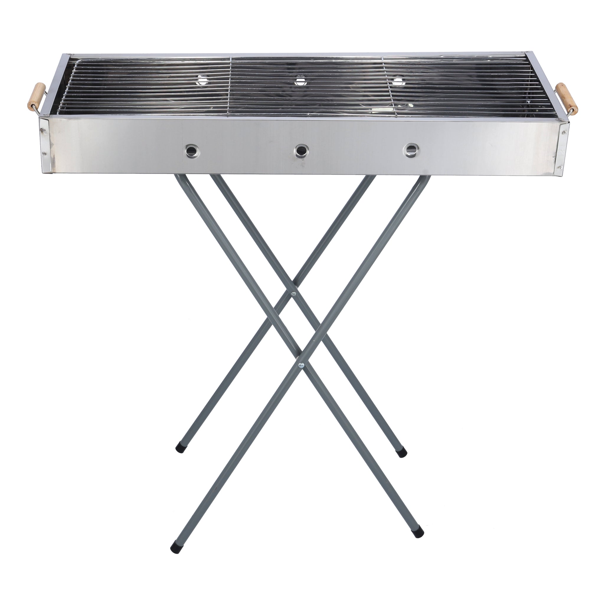 Stainless Steel Bbq Stand With Grill Silver