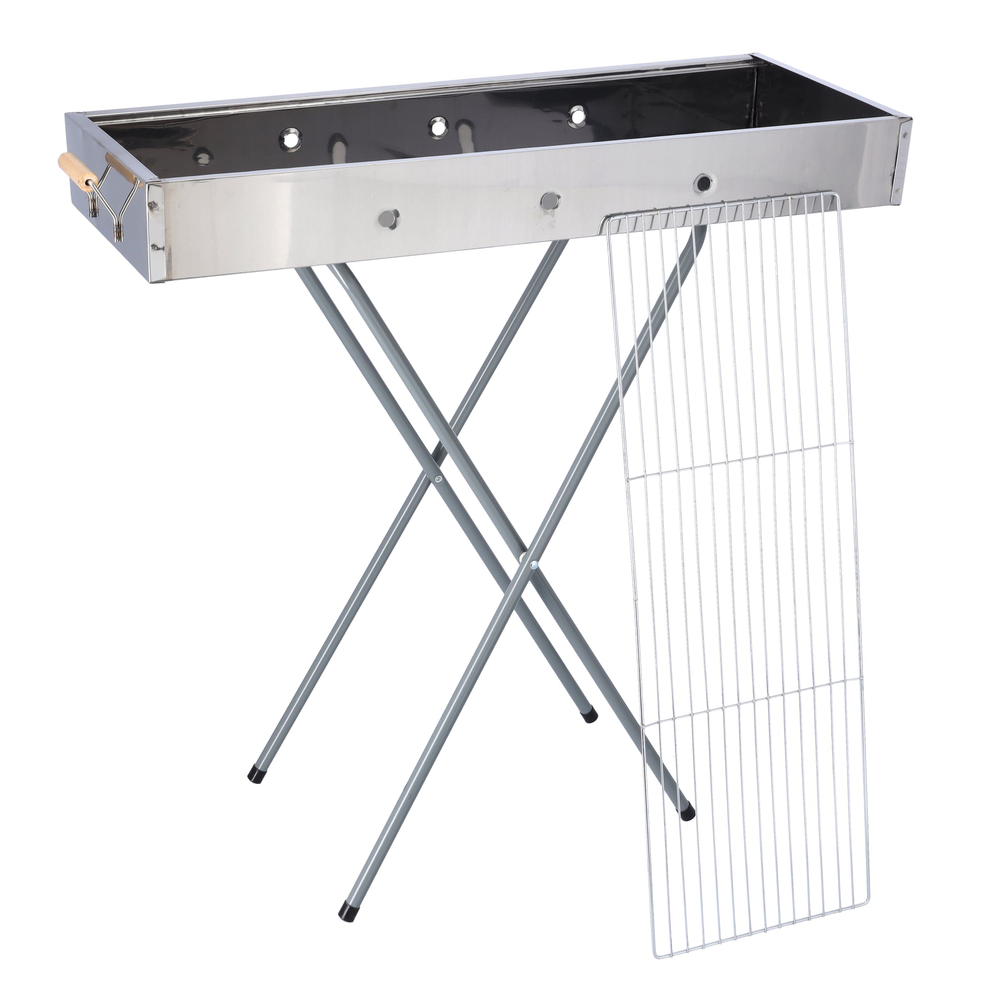 Stainless Steel Bbq Stand With Grill Silver