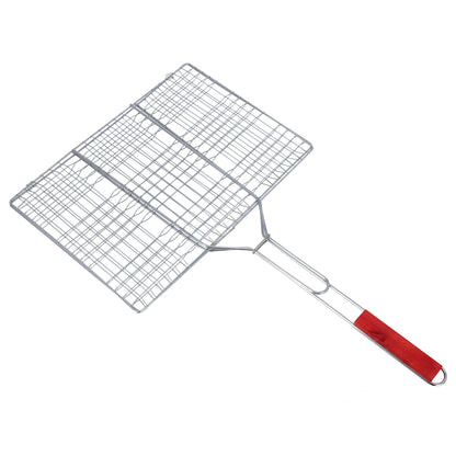 Foldable Portable Stainless Steel Barbecue Grill Indoor And Outoor Silver/Red 43x30x70cm