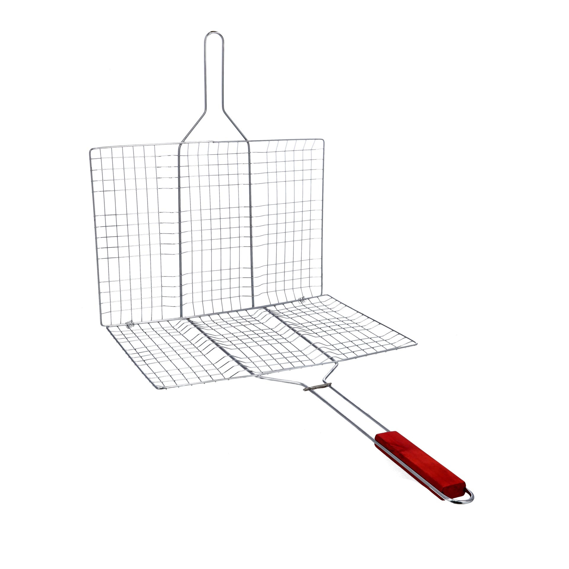 Foldable Portable Stainless Steel Barbecue Grill Indoor And Outoor Silver/Red 43x30x70cm