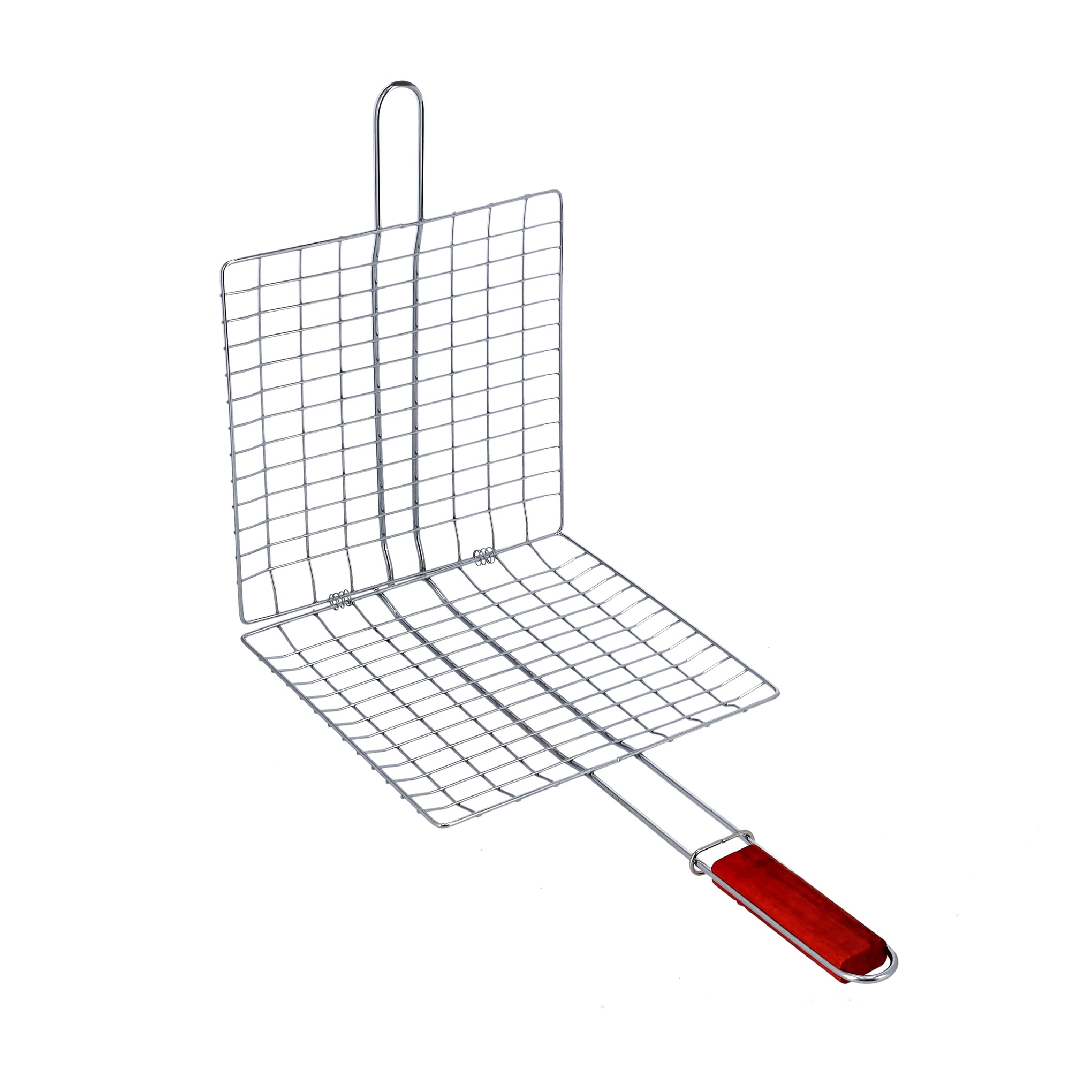 Foldable Portable Stainless Steel Barbecue Grill Indoor And Outoor Silver/Red 25x25x51cm