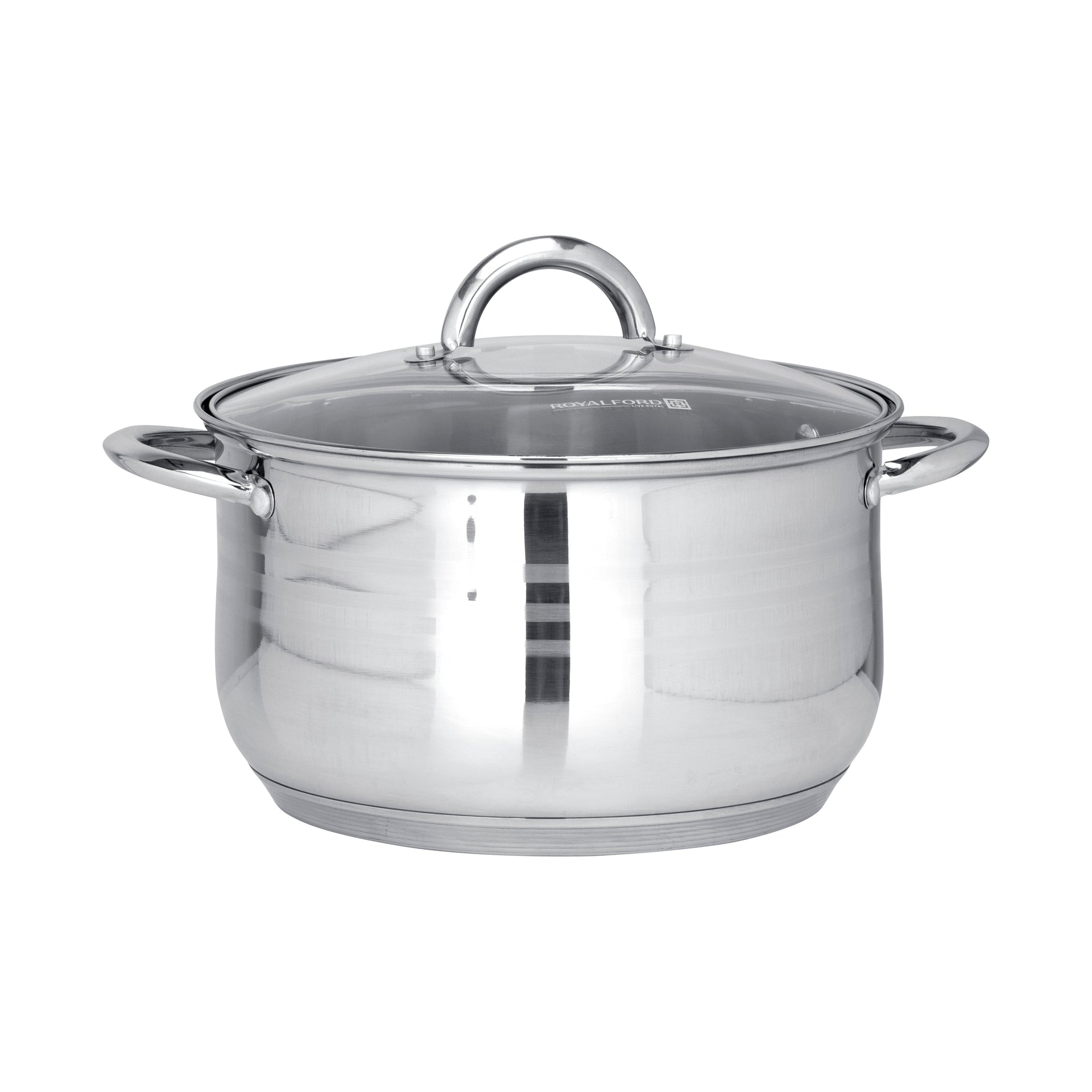 10-Piece Stainless Steel Cookware Set Dishwasher Safe, RF10390 Induction Compatible Base, Strong, Heavy-Duty Riveted Handles Stainless Steel 49x27x21cm