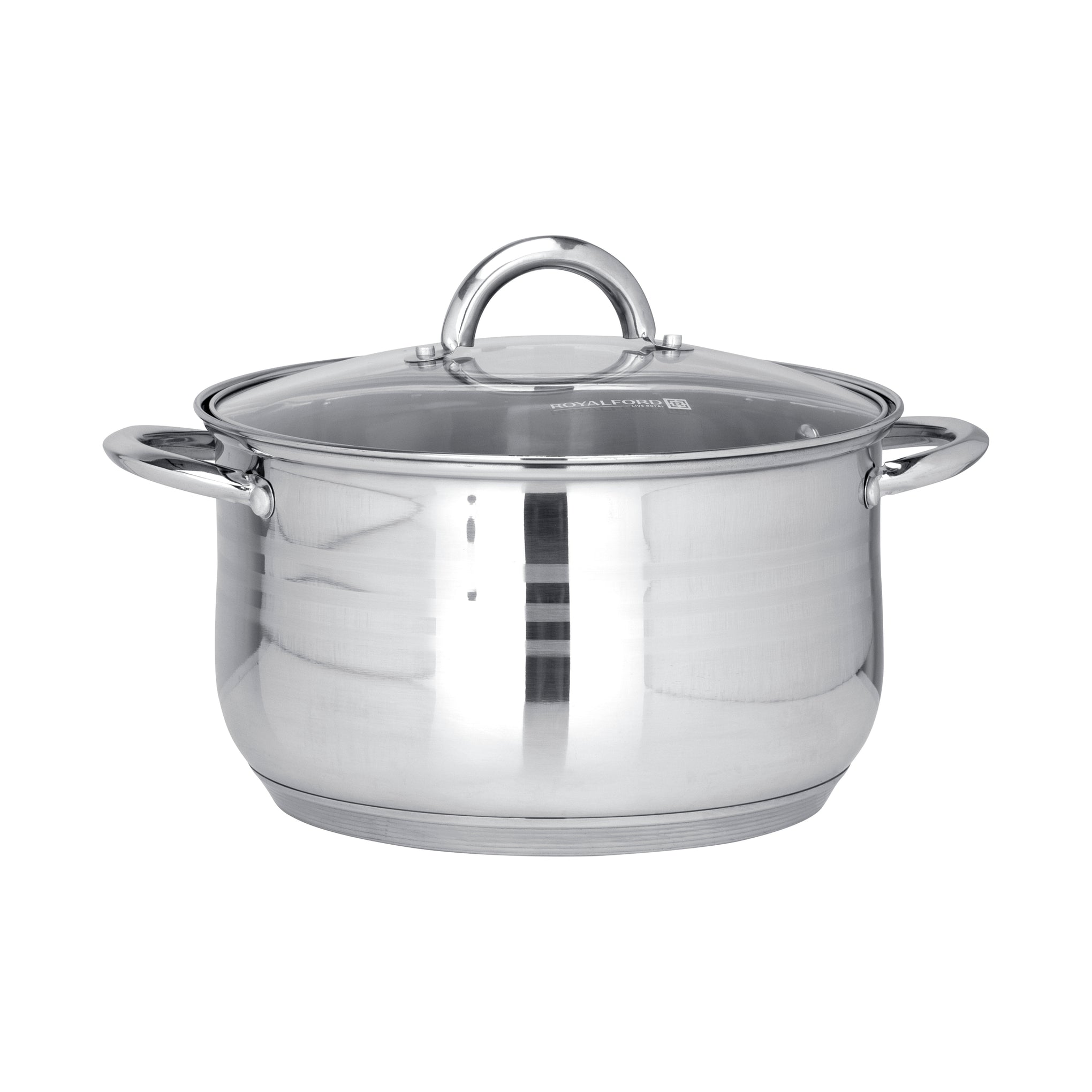 10-Piece Stainless Steel Cookware Set Dishwasher Safe, RF10390 Induction Compatible Base, Strong, Heavy-Duty Riveted Handles Stainless Steel 49x27x21cm