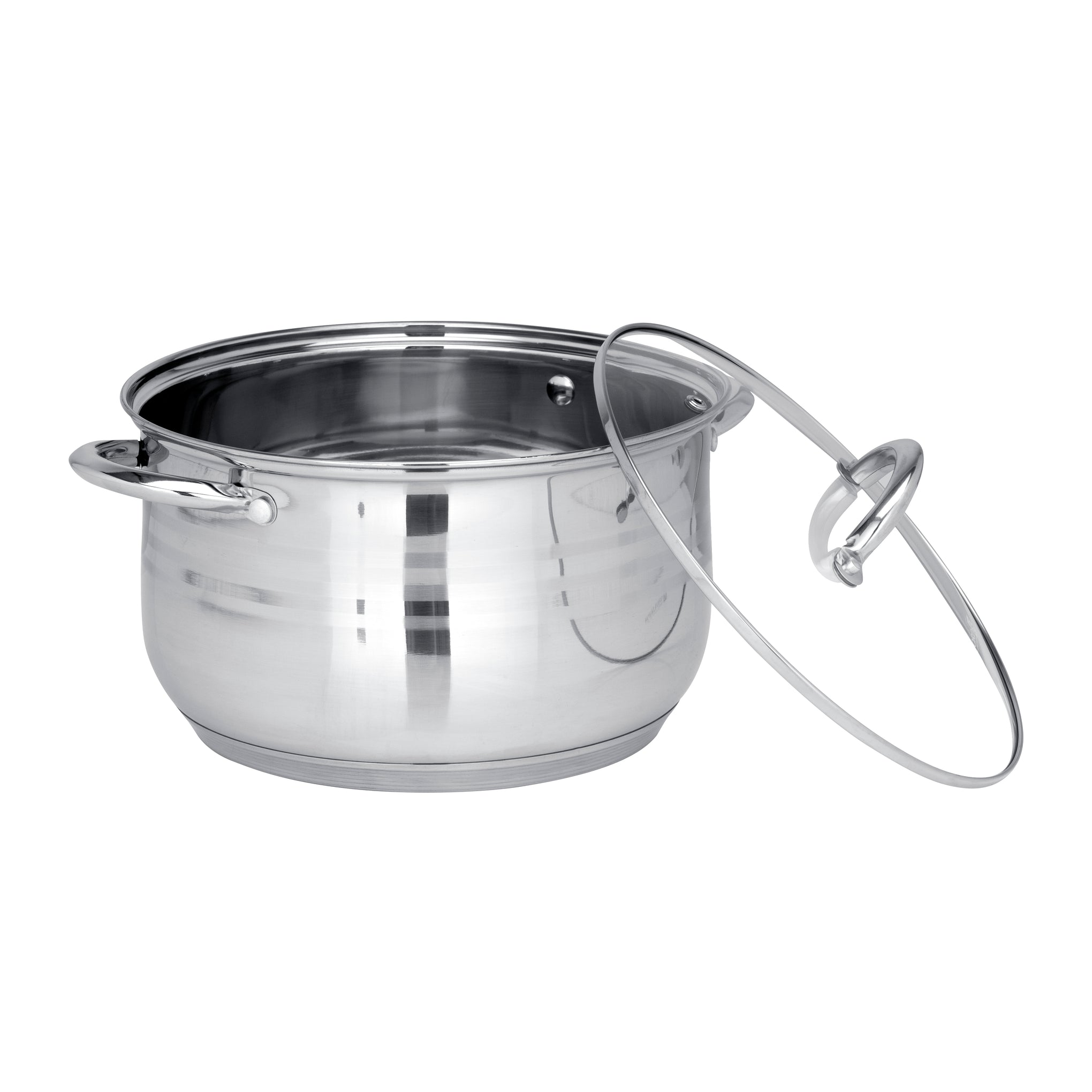 10-Piece Stainless Steel Cookware Set Dishwasher Safe, RF10390 Induction Compatible Base, Strong, Heavy-Duty Riveted Handles Stainless Steel 49x27x21cm