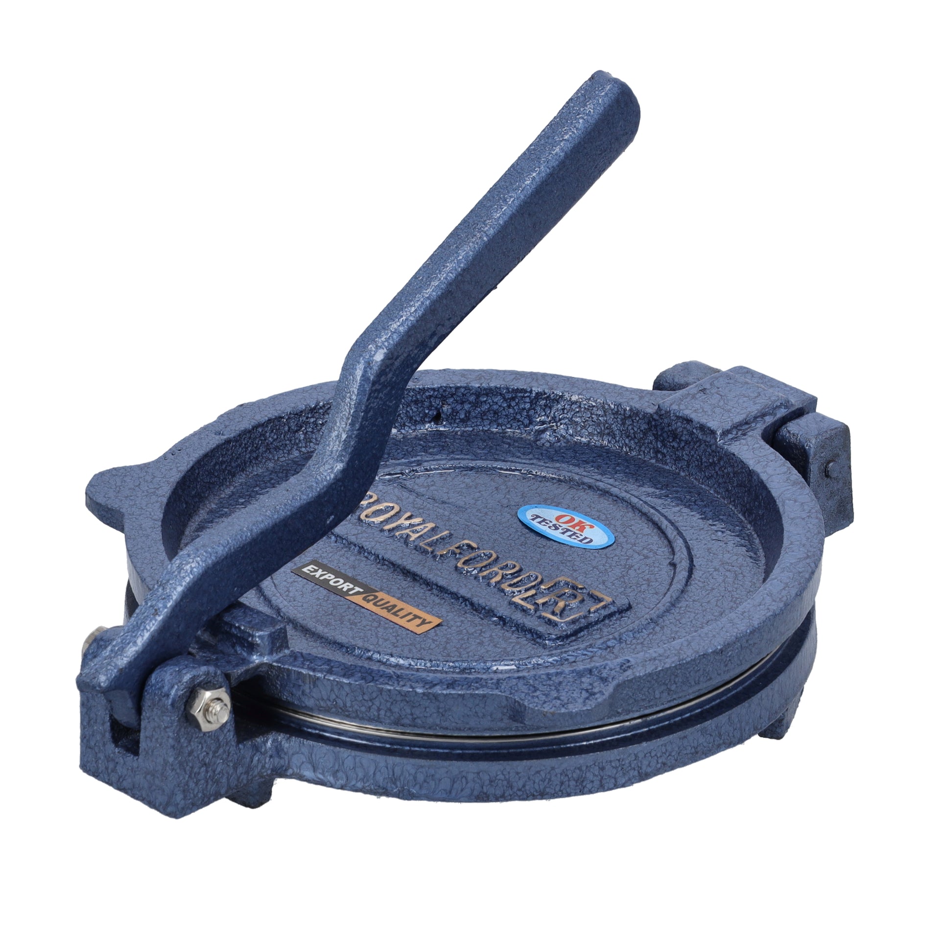 Chapati Press Heavy Cast Iron Body Stainless Steel Plate Made In India Blue 18.5cm