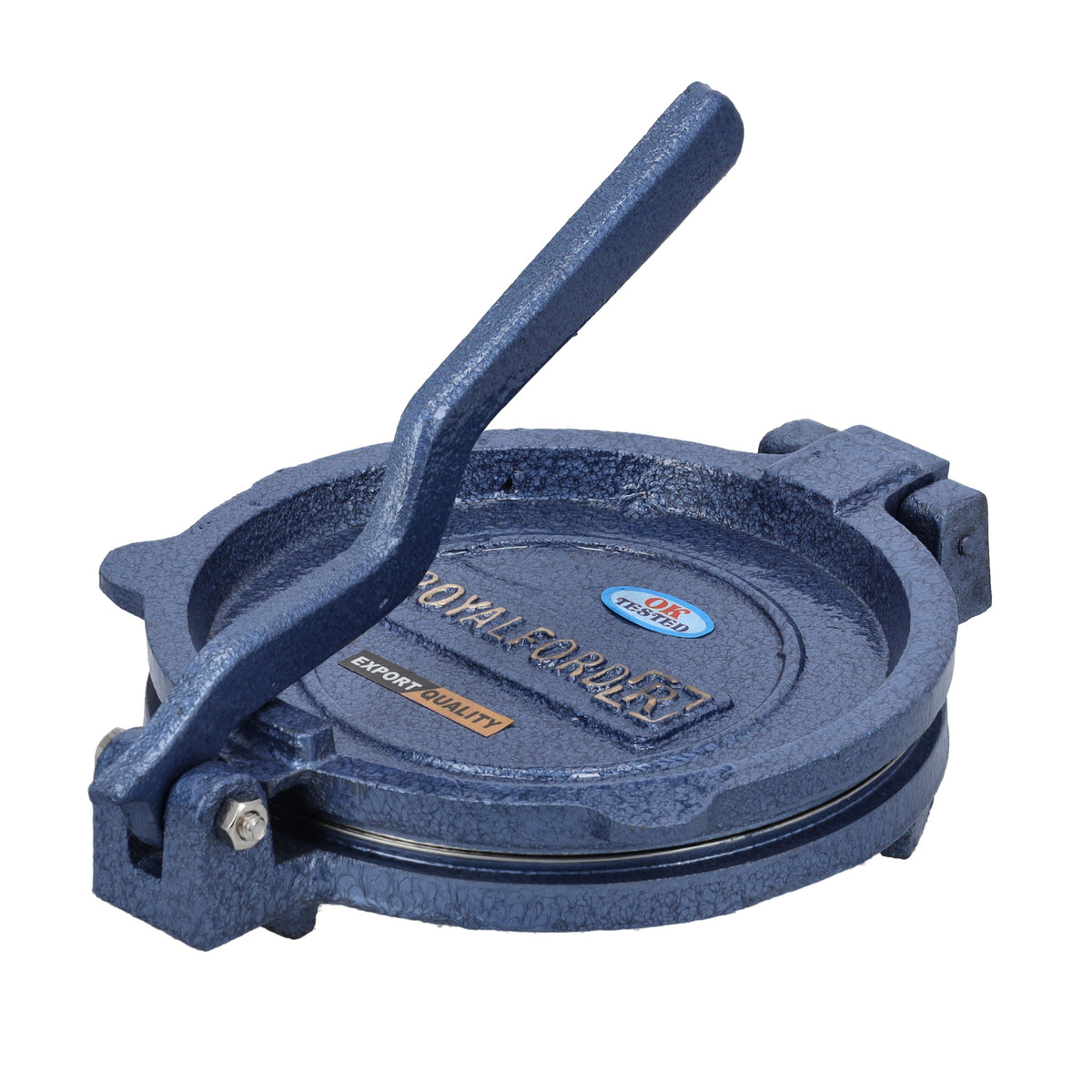 Chapati Press Heavy Cast Iron Body Stainless Steel Plate Made In India Blue 18.5cm