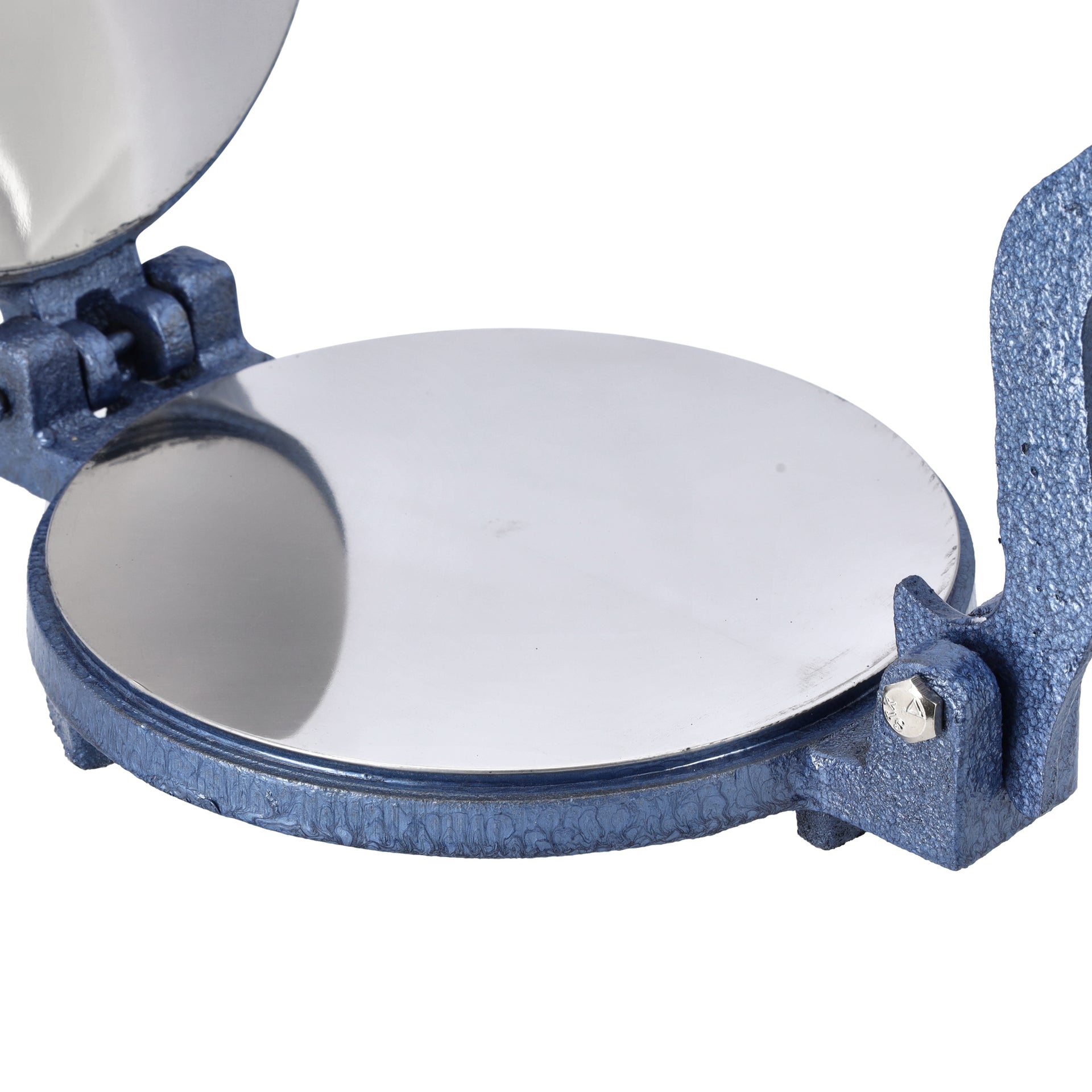 Chapati Press Heavy Cast Iron Body Stainless Steel Plate Made In India Blue 18.5cm