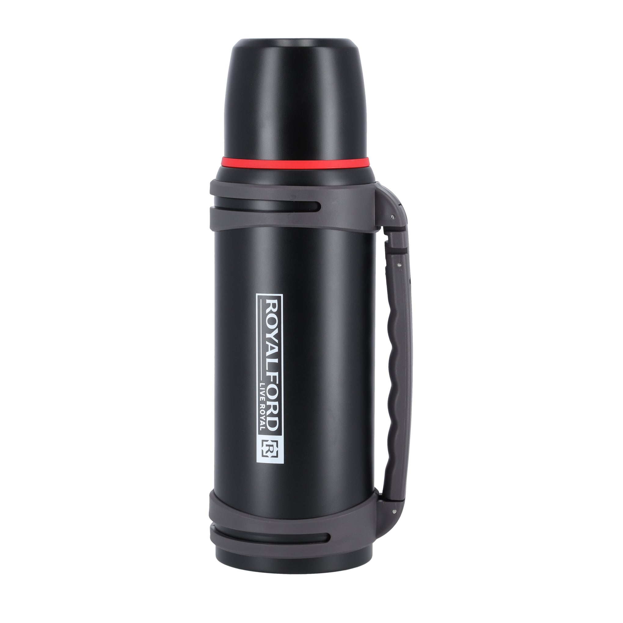 Royalford Travel Vacuum Bottle | 1.40 L | SS Vacuum Bottle | RF10456 | Double Wall Insulation | Keeps Drink Hot or Cold For Hours | Stainless Steel Thermos For Cold & Hot Beverages Black 1.4Liters