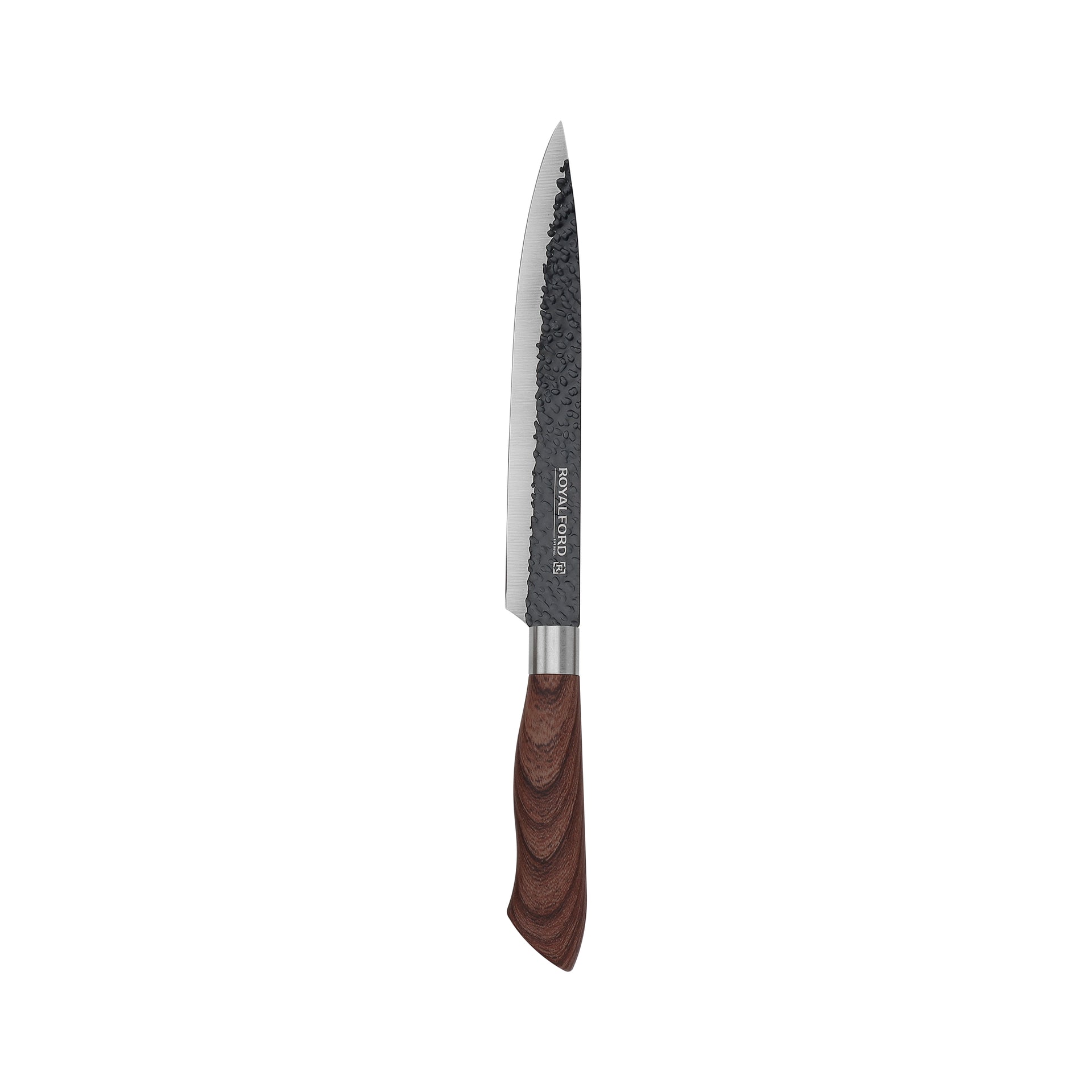 6-Piece Kitchen Knife Set With Non-Stick Coating Extra-Short Stainless-Steel Blades With Premium-Quality Pp Handle With Tpr Wood Finish Brown 1.02kg