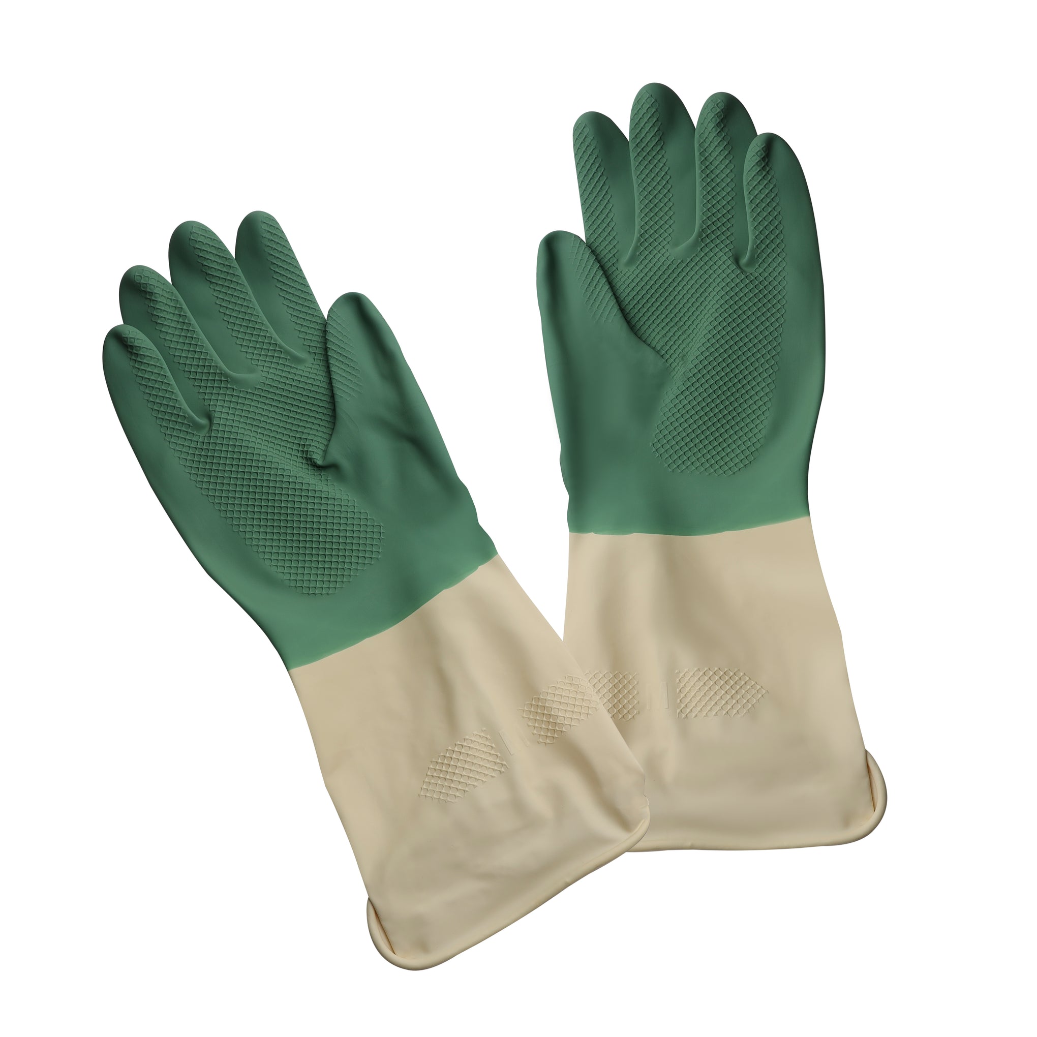 Royalford Cleaning Gloves, Natural Latex Comfortable Gloves, RF10491 2pcs Reusable Convenient Grip Gloves Non-Slip Surface & Long Sleeves MULTICOLOR