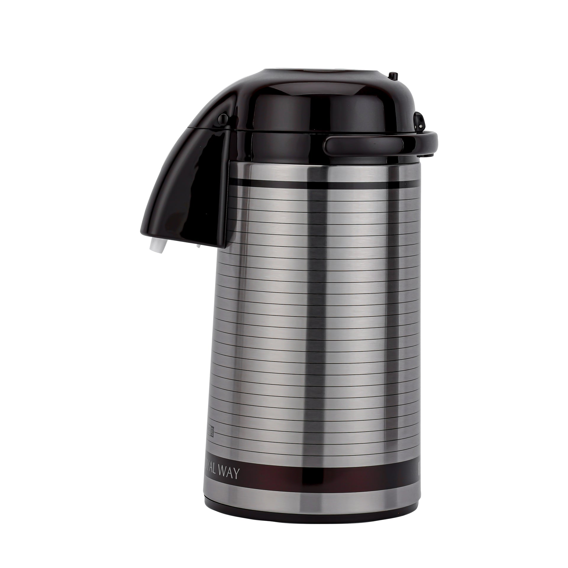 Airpot Flask, 3L, Double Wall Vacuum Insulation| RF10501 | Asbestos-Free Glass Inner | 360 Rotating Base; Splash-Proof Nozzle | Portable And Leak-Resistant | Keep Drinks Hot Or Cold for Hours Dark Brown/Silver 3.0Liters