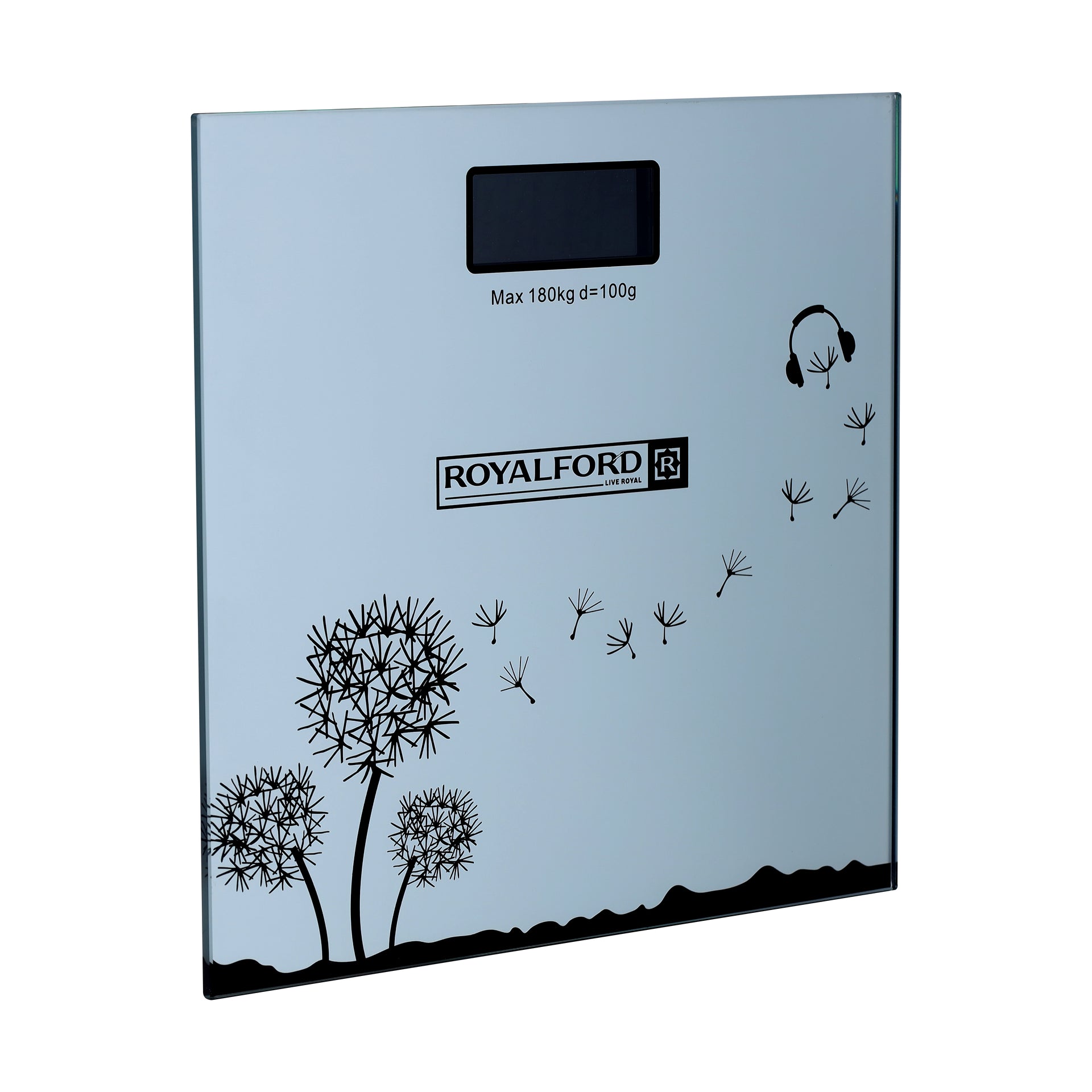 Royalford Health Scale, LCD Digital Display Scale, Non-Slip, RF10502 | Super Slim Digital Body | Instant Reading Step-On Feature | Toughened Glass | Black Weight Bathroom Scales