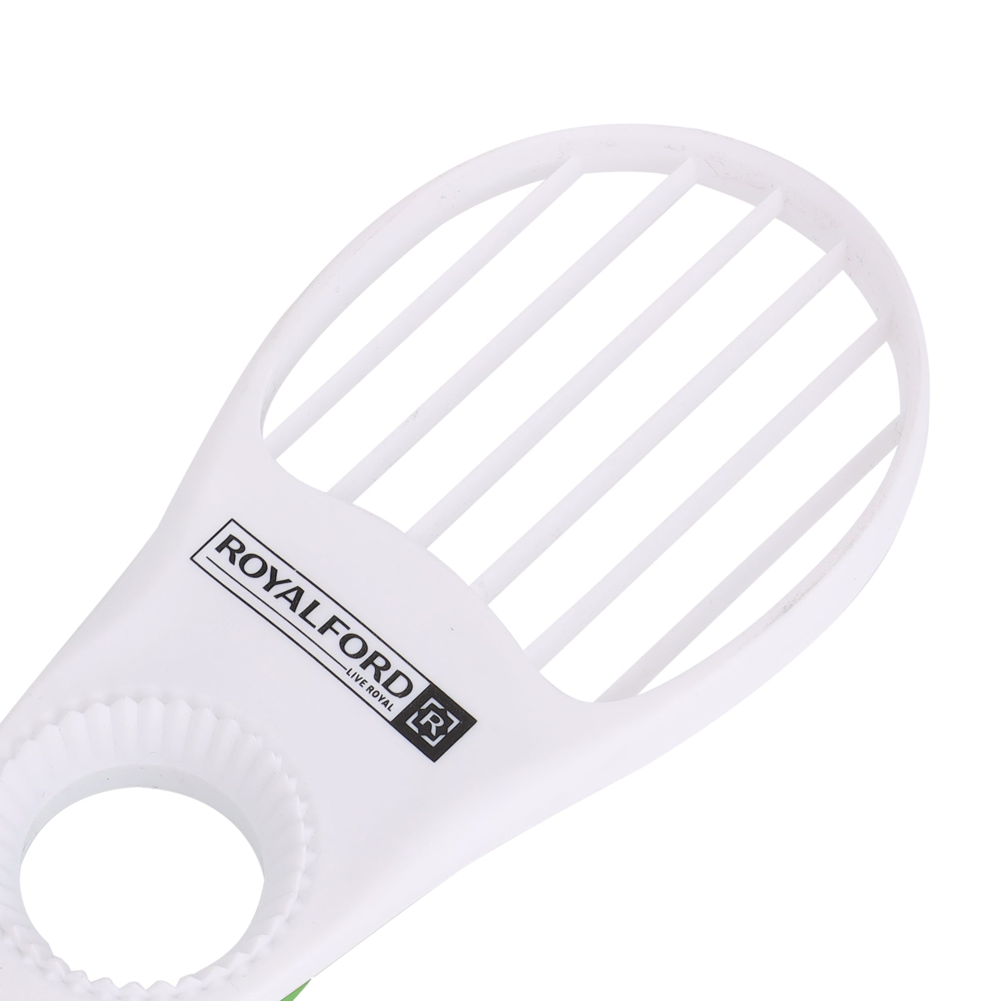 Royalford 5-in-1 Avocado Tool- RF10517| Perfect for Cutting, De-stoning and Slicing| Food-Grade, Premium-Quality Polymer| Ergonomic Design for Easy and Convenient Handling| Dishwasher Safe| Green White
