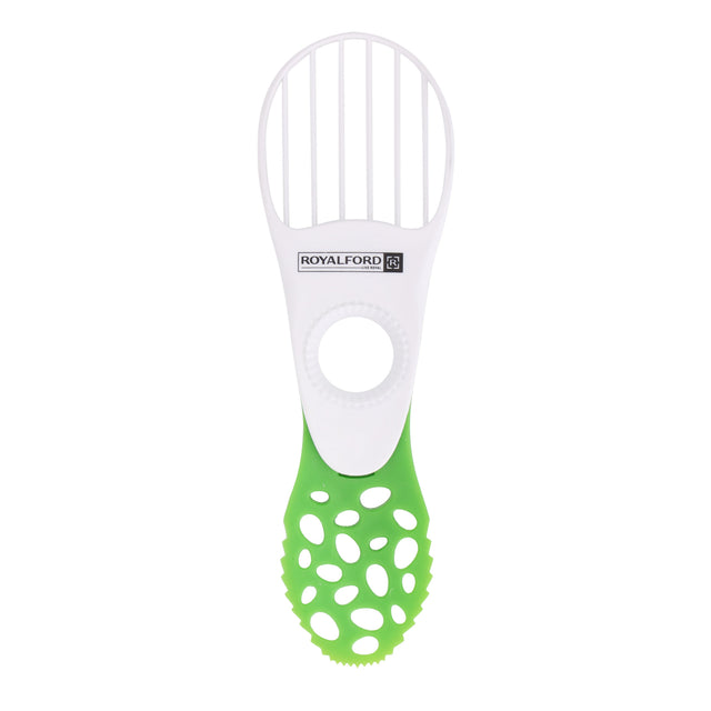 Royalford 5-in-1 Avocado Tool- RF10517| Perfect for Cutting, De-stoning and Slicing| Food-Grade, Premium-Quality Polymer| Ergonomic Design for Easy and Convenient Handling| Dishwasher Safe| Green White