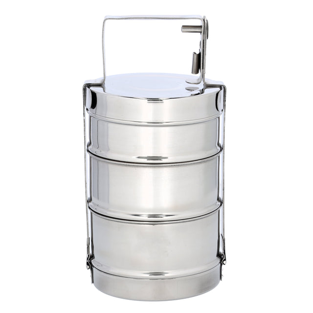 3-Layer Bombay Tiffin Box Silver 13x26.5cm