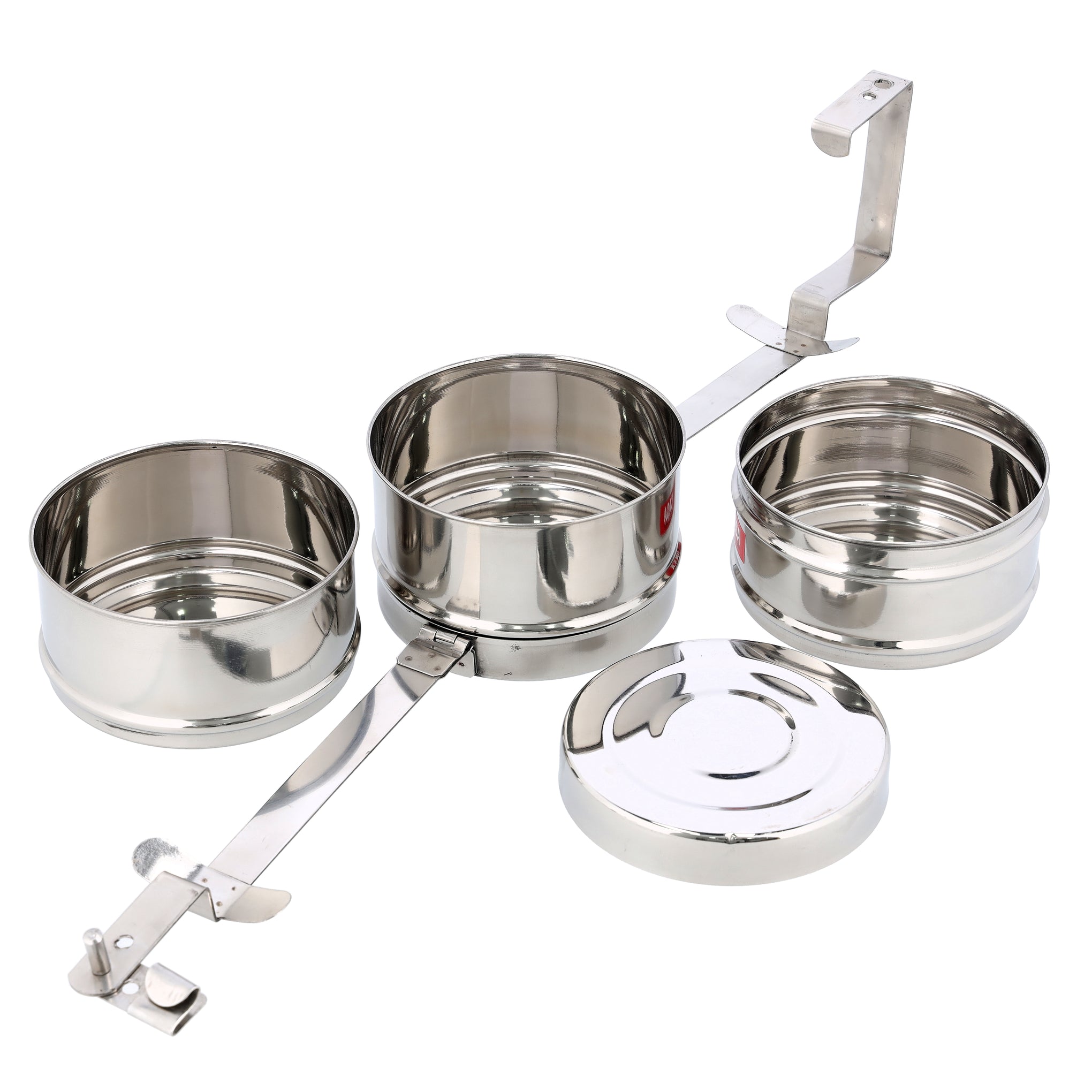 3-Layer Bombay Tiffin Box Silver 13x26.5cm