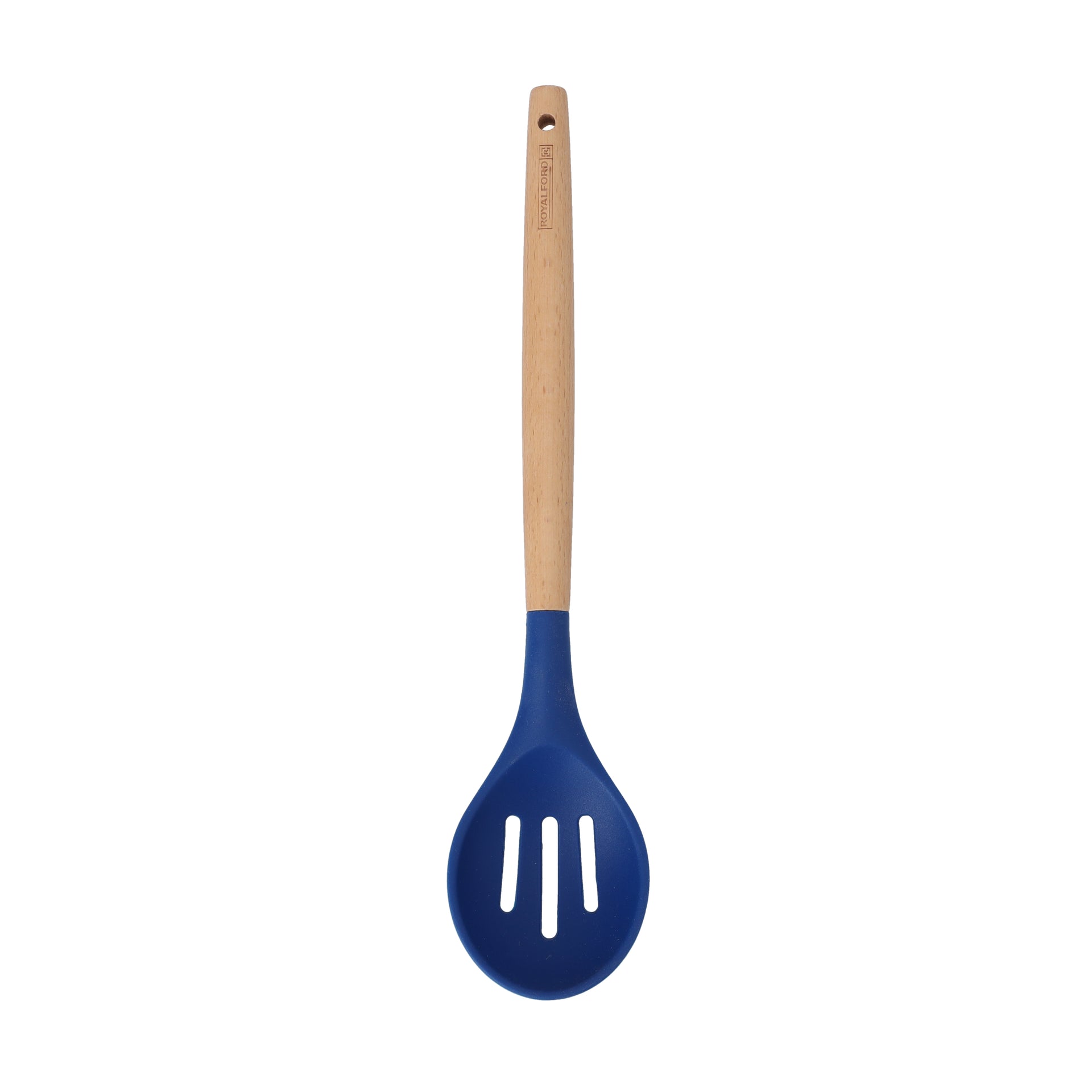 RoyalFord Silicone Slotted Spoon with Wooden Handle, RF10652 Non Scratch Cooking Spoon for Stirring, Scooping and Mixing Heat Resistant Handle Kitchenware, Multicolor