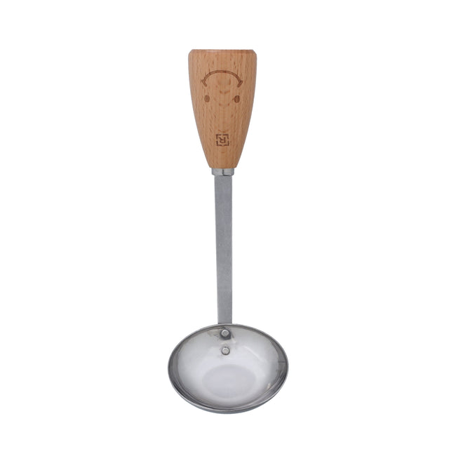 Soup Ladle | Stainless Steel with Wooden Handle | RF10658 | 18cm Soup/ Stew Serving Spoon with Long Heat-Resistant Handle | Modern Design Sauce Spoon