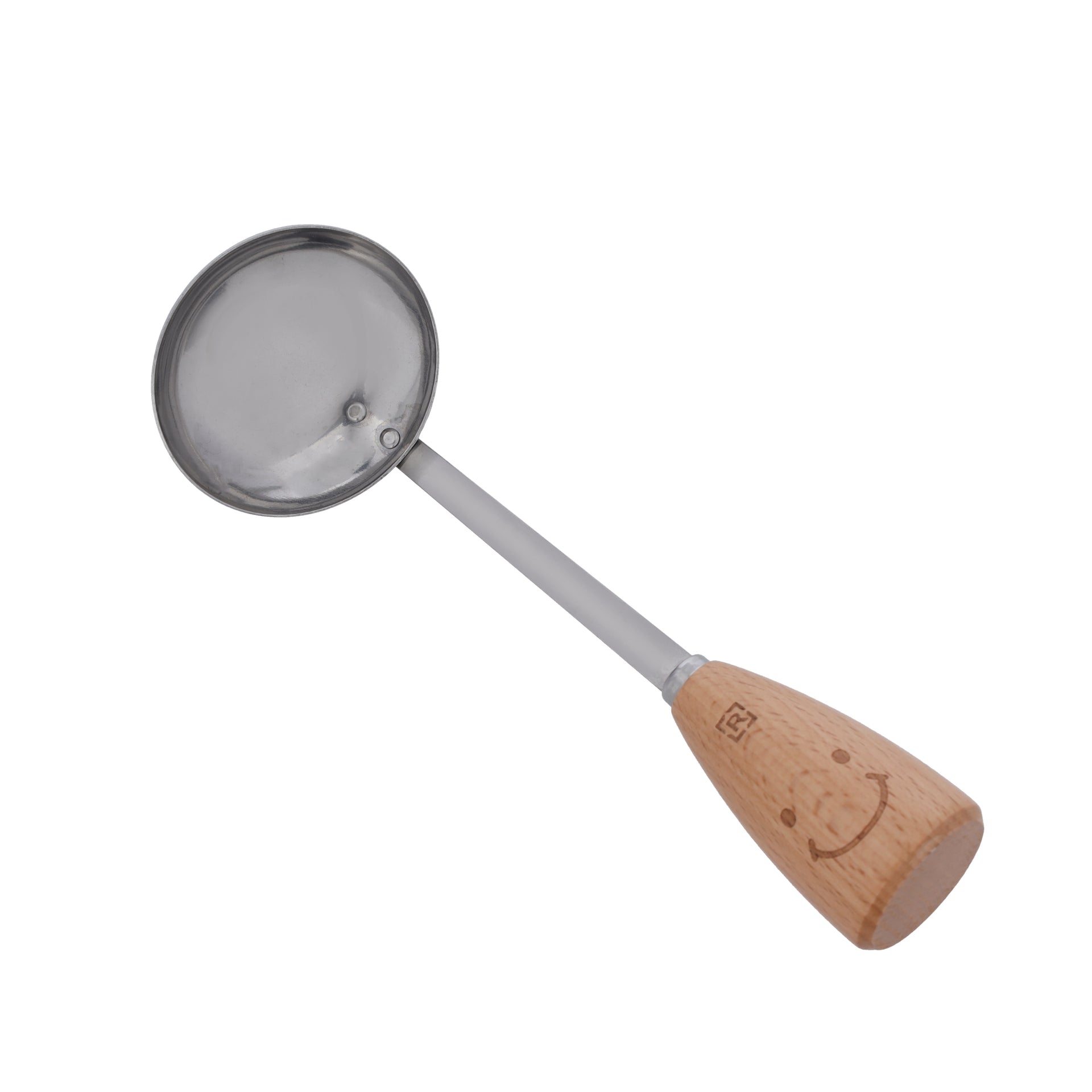 Soup Ladle | Stainless Steel with Wooden Handle | RF10658 | 18cm Soup/ Stew Serving Spoon with Long Heat-Resistant Handle | Modern Design Sauce Spoon