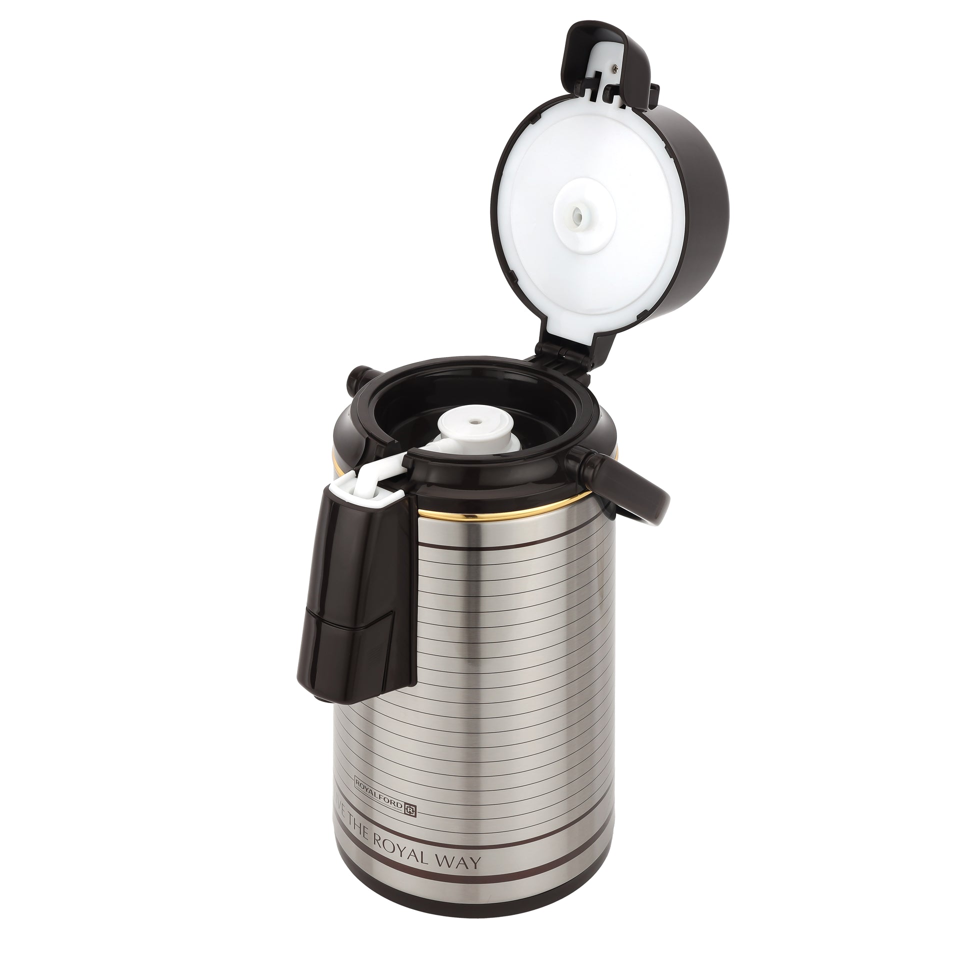 Airpot Flask, Double Wall Vacuum Insulation, 3L, RF10725 | 360 Rotating Base | Portable & Leak-Resistant | Pump Flask for Hot/ Cold Drinks, Tea, Coffee Silver