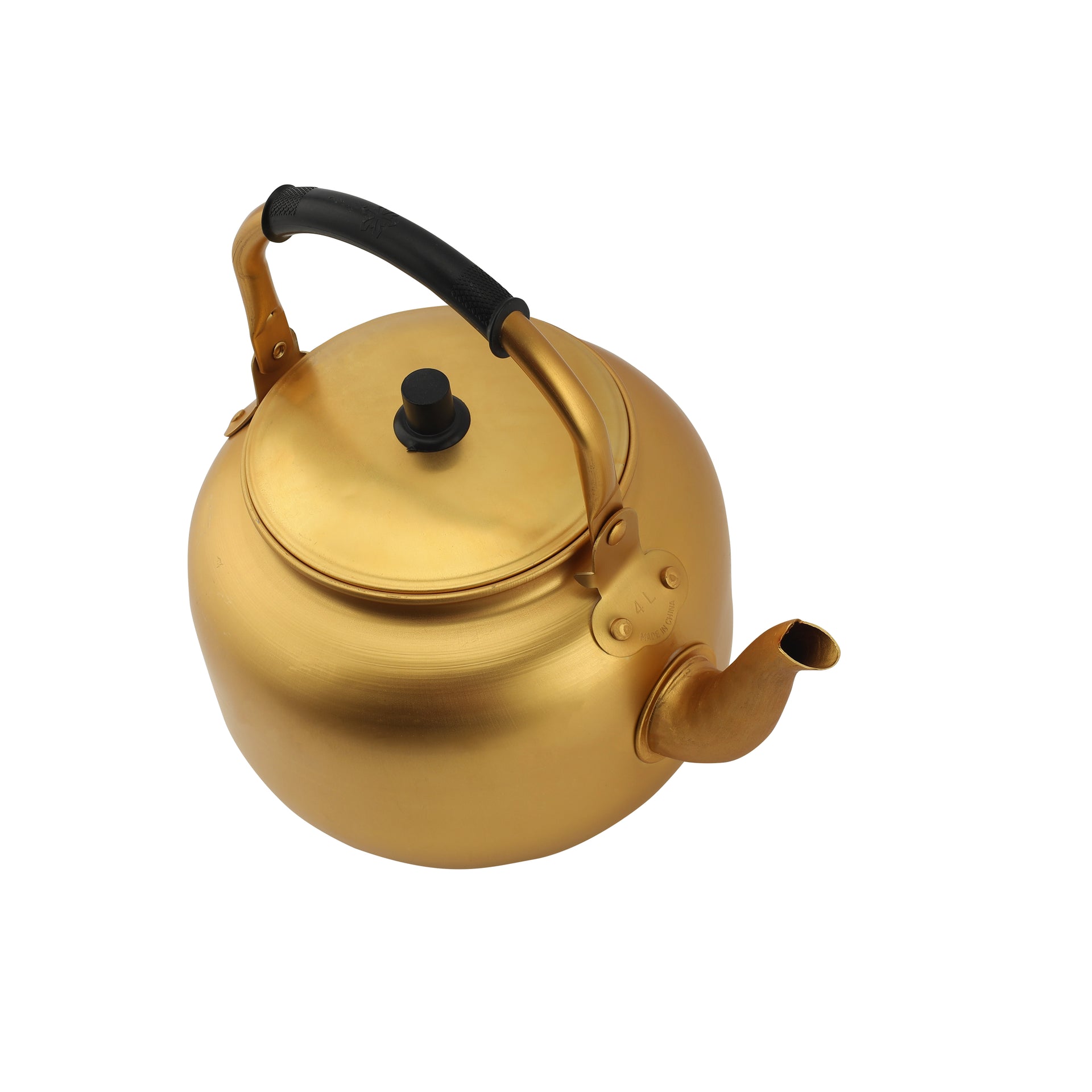 Royalford 4.0L Golden-Finish Aluminum Tea Kettle- RF10769| Rust and Corrosion Resistant Body with Comfortable and Anti-Scald Handle| Induction Compatible| Perfect for Indoor and Outdoor Use| Golden Gold