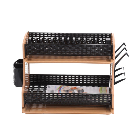 2 Layer Rattan Dish Rack, Made in Turkey, Multi Color, Assorted Color, 50x28x28 CM Brown/Black