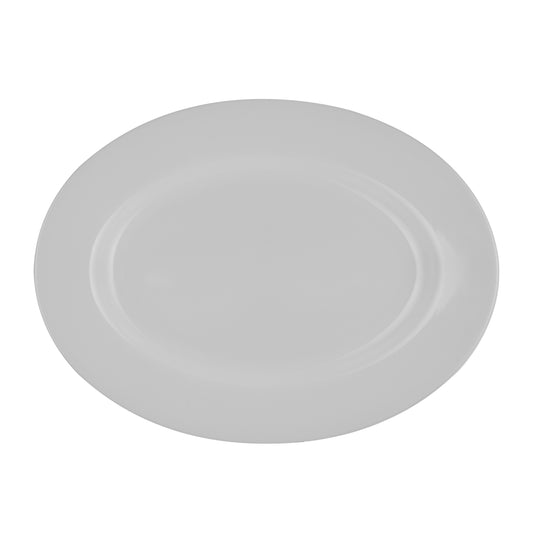 Melamineware Oval Plate, 14" Dinner/ Serving Plate, RF10859 | Plate with Classic Design | White Deep Soup Plate | Ideal for Soup, Desserts, Ice Cream & More White 14inch