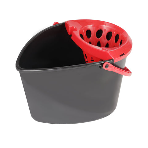 Royalford Xtra Strong 14 L Cleaning Bucket with Mop- RF10910| Premium-Quality PP Bucket with Non-Woven Mop| Suitable for all Floor Types, No Spill and No Damage to the Floor| High Efficiency in Removing Water and Dust| Black and Red