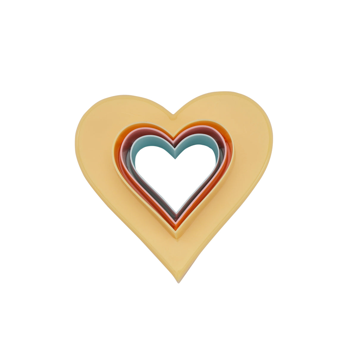 3-Piece Heart Shaped Double Side Cookie Cutter, Bpa Free & Odor Free Multicolour 10x10x4cm