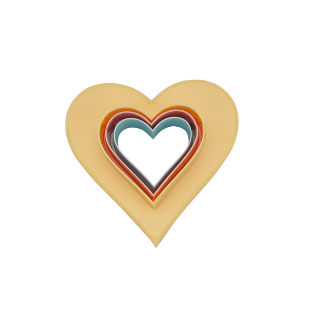 3-Piece Heart Shaped Double Side Cookie Cutter, Bpa Free & Odor Free Multicolour 10x10x4cm