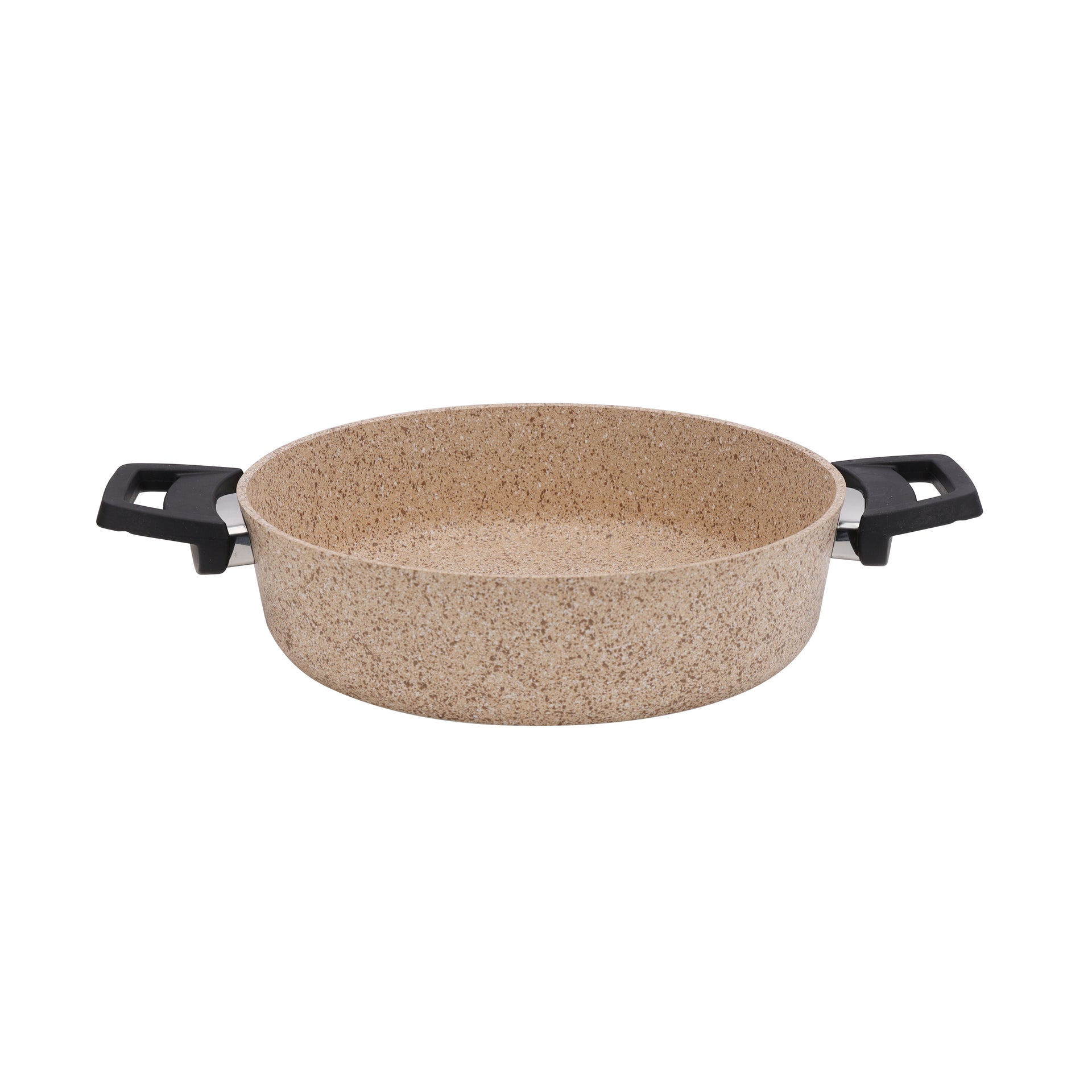 Gabbro 7pcs Granite Coated Cookware Set, RF10980 | Aluminium Pot and Pan | Casserole, Shallow Pot, Frypan with Bakelite Handles | Tempered Glass Lid Beige 26cm