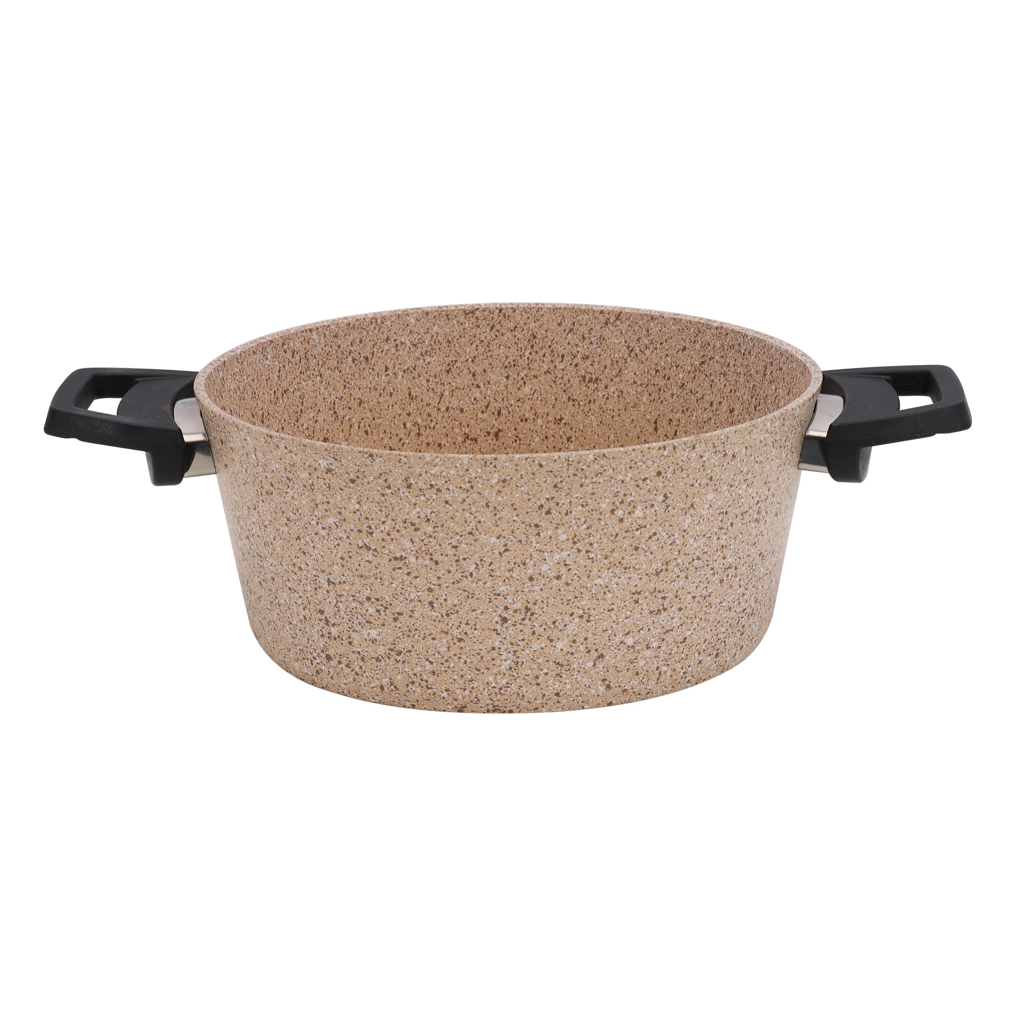 Gabbro 7pcs Granite Coated Cookware Set, RF10980 | Aluminium Pot and Pan | Casserole, Shallow Pot, Frypan with Bakelite Handles | Tempered Glass Lid Beige 26cm