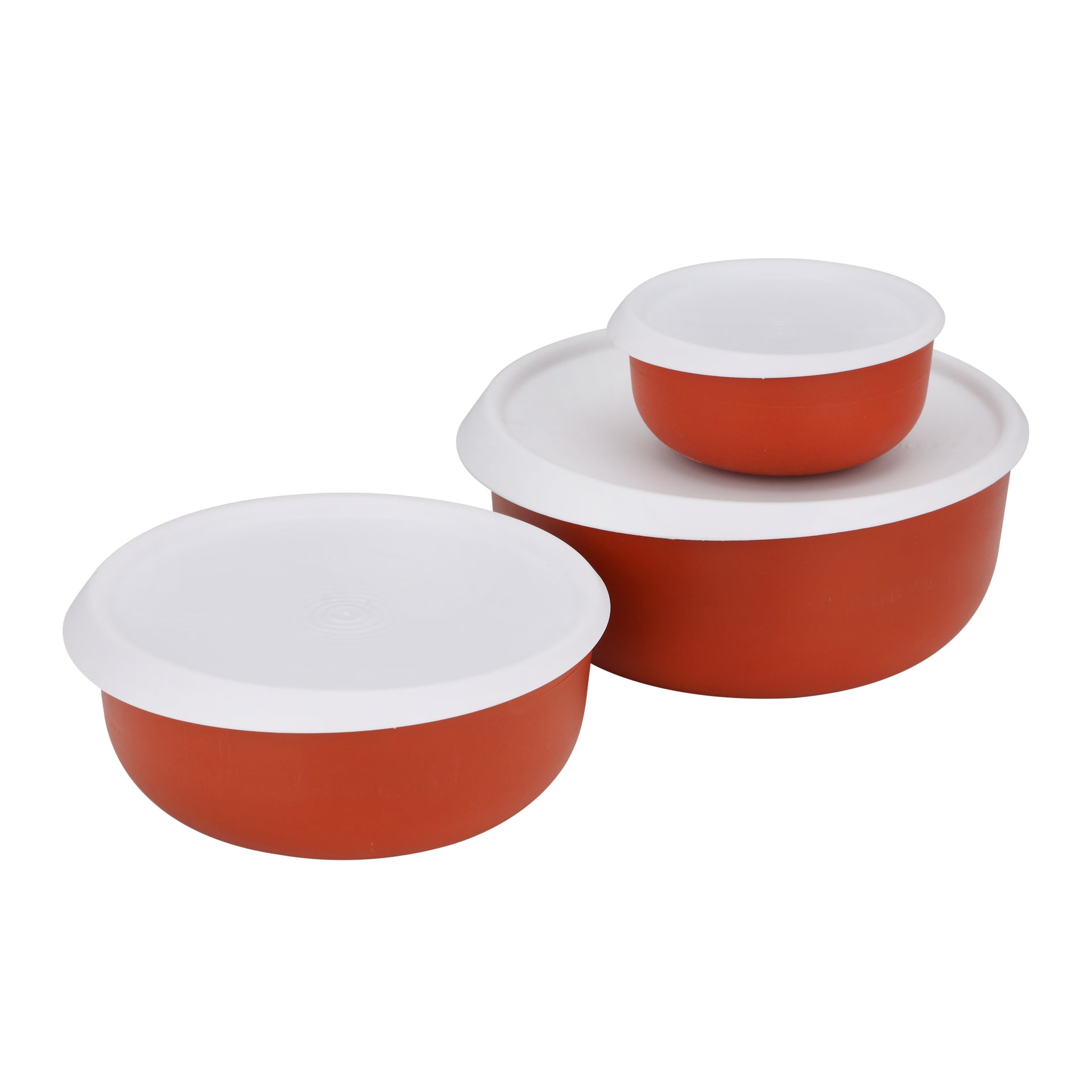 3Pcs Bowl Set With Air-Tight Lid Organo Series Toughened Polymer 350 Ml 1350Ml 1800Ml Bpa Free 100% Food Grade Made In India Assorted Colour 350/1350/1800ml