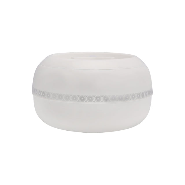 Royalford Zoria Insulated 5600ml Casserole- RF11032| PP Body with Stainless Steel Inner Casting Hotpot| BPA-Free| Easy to Carry| Firm Twist Lock Ivory with a golden border, White with a silver border