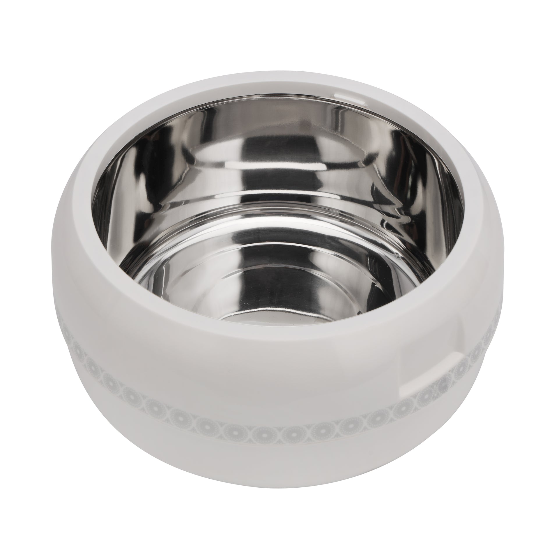 Royalford Zoria Insulated 5600ml Casserole- RF11032| PP Body with Stainless Steel Inner Casting Hotpot| BPA-Free| Easy to Carry| Firm Twist Lock Ivory with a golden border, White with a silver border