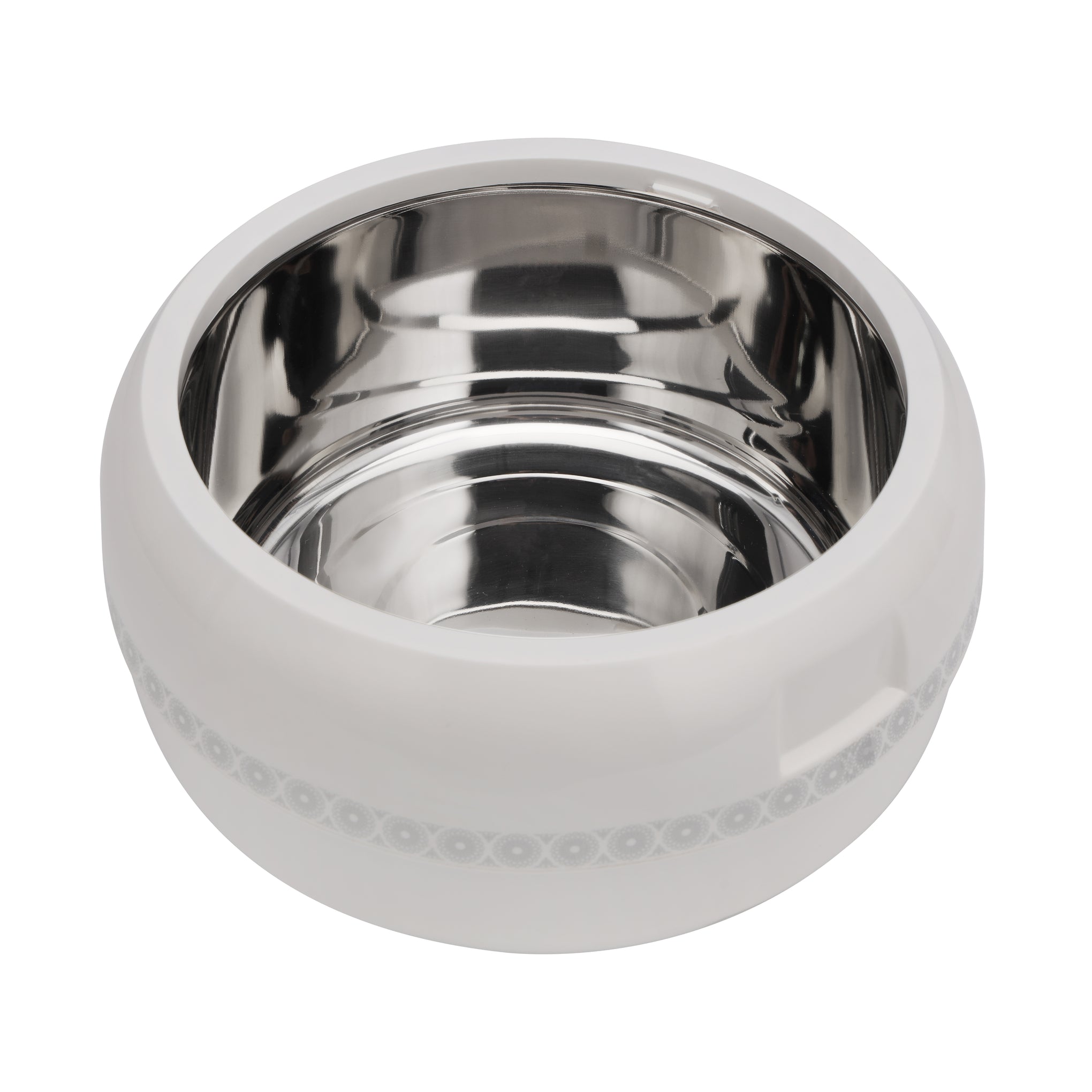 Royalford Zoria Insulated 5600ml Casserole- RF11032| PP Body with Stainless Steel Inner Casting Hotpot| BPA-Free| Easy to Carry| Firm Twist Lock Ivory with a golden border, White with a silver border