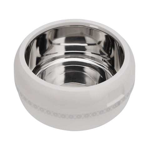 Royalford Zoria Insulated 5600ml Casserole- RF11032| PP Body with Stainless Steel Inner Casting Hotpot| BPA-Free| Easy to Carry| Firm Twist Lock Ivory with a golden border, White with a silver border