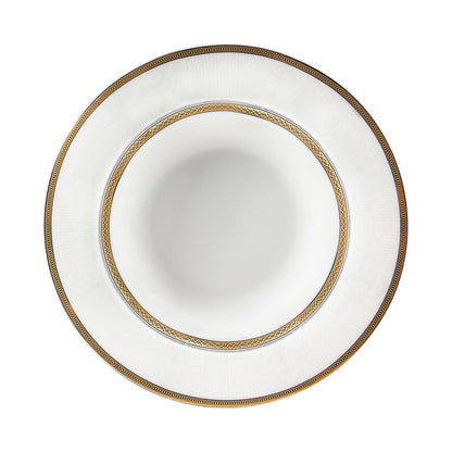 Premium New Bone Plates, 9" Soup Plate, RF11052 | Round Shape Plate with Elegant Golden Border | Ideal for Soup, Desserts, Ice Cream, Dinner, Lunch, Breakfast, Parties & More White